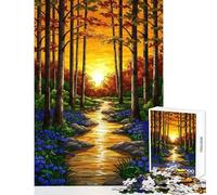 Jigsaw Puzzles for Adults 1000 Pieces Autumn Forest Path at Sunset Educational Game Tough Challenge Toy Wall Decor Improving Love between Couples (50X75cm)