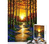 Jigsaw Puzzles for Adults 1000 Pieces Autumn Forest Path at Sunset Educational Game Tough Challenge Toy Wall Decor Improving Love between Couples (26X38cm)