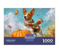 Jigsaw Puzzles for Adults 1000 Pieces Autumn Pumpkin Dog Scene Puzzles for Adults Relaxing Games Presents for Women Challenging Game Gifts 70x50cm/1000pcs