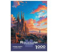 Jigsaw Puzzles for Adults 1000 Pieces Barcelona Sagrada Familia Sunset Jigsaws for Adults Relax Games Wall Decoration Educational Challenge 52x38cm/1000pcs