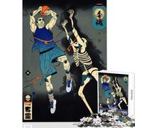 Jigsaw Puzzles for Adults 1000 Pieces Basketball Player Vs Skeleton Ukiyo-e Style Home Decoration Toys Birthday Gifts Relaxing Games Artists' Collection, Fine Arts Size 38x26cm
