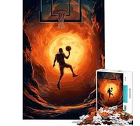 Jigsaw Puzzles for Adults 1000 Pieces Basketball Sun Lay Up for Educational Game Learning Educational Toys Secret Santa Gifts Home Decoration (Size 38x26cm)