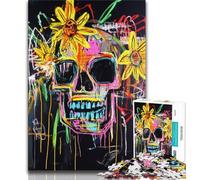 Jigsaw Puzzles for Adults 1000 Pieces Basquiat-style Flowers And Skulls,Educational Games Home Decoration Is Ideal As A Gift for The Whole Family (75x50cm)