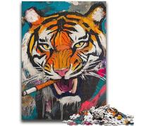 Jigsaw Puzzles for Adults 1000 Pieces Basquiat Tiger 1000 Pieces for Adults,Quiz Game for Is Ideal As A Gift for The Whole Family (38x26cm)