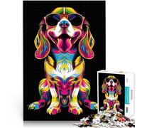 Jigsaw Puzzles for Adults 1000 Pieces Beagle Dog Sunglasses Lernspiele mit vollständig ineinander greifenden, zufällig geformten Teilen38x26cm