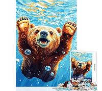 Jigsaw Puzzles for Adults 1000 Pieces Bear Underwater with Bubbles Home Decoration Toys Birthday Gifts Relaxing Games Artists' Collection, Fine Arts Size 38x26cm