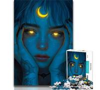 Jigsaw Puzzles for Adults 1000 Pieces Beautiful Anime Girl with Moon,Learning Educational Toys Family Games Suitable for Desktop Decoration (75x50cm)