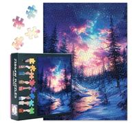 Jigsaw Puzzles for Adults 1000 Pieces, Beautiful Aurora Borealis Swirling Above a Silent Forest 1000 Piece Puzzle, Impossible Jigsaw Puzzles, 19.5 x 27.5 Inch