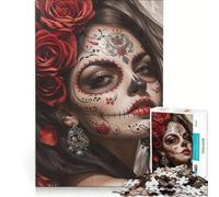 Jigsaw Puzzles for Adults 1000 Pieces Beautiful Sugar Skull Girl, Hands-on Game, Difficult And Challenge, Artists' Collection, Fine Arts 38x52cm