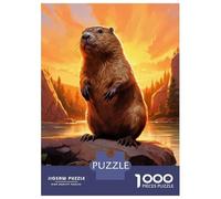 Jigsaw Puzzles for Adults 1000 Pieces Beaver in Sunset Jigsaw Puzzle Relaxing Games Difficult Hard Challenging To Complete 38x26cm/1000pcs
