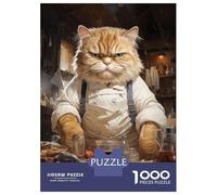 Jigsaw Puzzles for Adults 1000 Pieces Big Fat Chef Cook Cat Jigsaw for Adults Family Game Staycation Kill Time Great Gift for Gaming 70x50cm/1000pcs