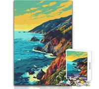 Jigsaw Puzzles for Adults 1000 Pieces Big Sur Beach Coast Art Educational Family Game Pattern Assembly Secret Santa Gifts Size 38x26cm