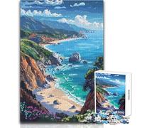 Jigsaw Puzzles for Adults 1000 Pieces Big Sur California Pixel Educational Family Game Pattern Assembly Secret Santa Gifts Size 38x26cm