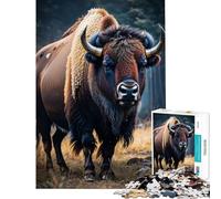 Jigsaw Puzzles for Adults 1000 Pieces Bison in Forest 1000 Piece Jigsaws Anti-Stress Toys Staycation Kill Time Family Fun & Game Night (50x75cm)