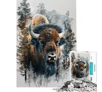 Jigsaw Puzzles for Adults 1000 Pieces Bison in The Woods Jigsaw 1000 Piece Toy Wall Decor Birthday Present Deal As Gifts for The Whole Family (38x52cm)