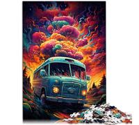 jigsaw puzzles for adults 1000 pieces Bizarre colorful bus learning educational puzzle 26x38cm Enhance love between couples