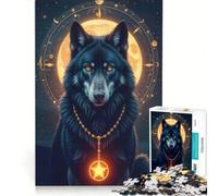 Jigsaw Puzzles for Adults 1000 Pieces Bkack Wolf Head, Hands-on Game, Difficult And Challenge, Artists' Collection, Fine Arts 38x26cm