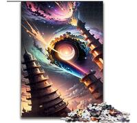 Jigsaw Puzzles for Adults 1000 Pieces Black Hole Tower Space, Toys Educational Games Stress Relieving Unique Home Decor And Gifts (Size 26x38cm)