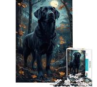Jigsaw Puzzles for Adults 1000 Pieces Black Lab in Moonlight Fun Activities at Home Improve Memory Practical Game for And from 14 Years And over (50x75cm)