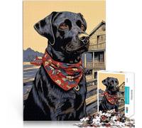 Jigsaw Puzzles for Adults 1000 Pieces Black Labrador with Bandana Stressabbau Lernspiel für Geburtstag, Weihnachten52x38cm