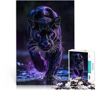 jigsaw puzzles for adults 1000 pieces Black Panther with Glowing Eyes Made of wood，for ages 14 and over For Family Fun & Game Night Gift for birthdays。size：50x75cm/14.96x20.47inch