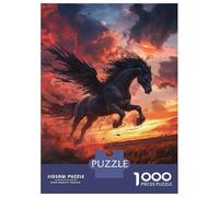 Jigsaw Puzzles for Adults 1000 Pieces Black Winged Horse Puzzle for Adults Brain Teaser Game Birthday Present Educational Challenge 70x50cm/1000pcs