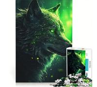 Jigsaw Puzzles for Adults 1000 Pieces Black Wolf Green Eyes, Hands-on Game, Difficult And Challenge, Artists' Collection, Fine Arts 50x75cm
