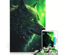 Jigsaw Puzzles for Adults 1000 Pieces Black Wolf Green Eyes, Hands-on Game, Difficult And Challenge, Artists' Collection, Fine Arts 38x26cm