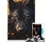 Jigsaw Puzzles for Adults 1000 Pieces Black Wolf Hunter, Hands-on Game, Difficult And Challenge, Artists' Collection, Fine Arts 38x26cm