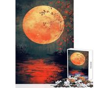 Jigsaw Puzzles for Adults 1000 Pieces Blood Moon Over Water Family Game Birthday Present Home Decoration Toys Challenging To Complete (38X26CM)