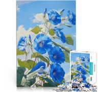Jigsaw Puzzles for Adults 1000 Pieces Bloom in Blue Morning Glory Mustermontage Geeignet für die Schreibtischdekoration52x38cm