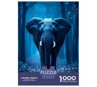 Jigsaw Puzzles for Adults 1000 Pieces Blue Elephant in Forest Jigsaw for Adults Relax Games Hand Speed Race Challenging Game Gifts 52x38cm/1000pcs