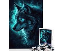 Jigsaw Puzzles for Adults 1000 Pieces Blue-Eyed Wolf Mystique Educational Game Tough Challenge Toy Wall Decor Improving Love between Couples (50X75cm)