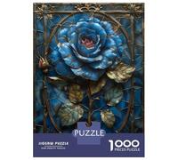 Jigsaw Puzzles for Adults 1000 Pieces Blue Gothic Rose Puzzles for Adults Family Games Difficult Hard Challenging To Complete 52x38cm/1000pcs