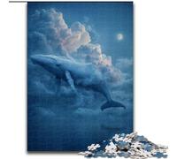 Jigsaw Puzzles for Adults 1000 Pieces Blue Whale in The Clouds, Games Toys Gift Unique Birthday And Gifts for And Age 14 Years Up (Size 50x75cm)