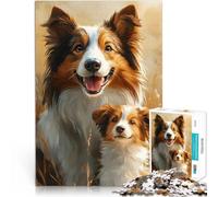 Jigsaw Puzzles for Adults 1000 Pieces Border Collie Puppy Portrait Denkspiel Geburtstagsgeschenk, Geschenke75x50cm