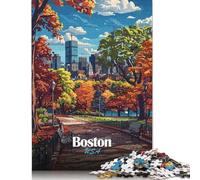 Jigsaw Puzzles for Adults 1000 Pieces Boston Skyline Autumn Puzzle for Adults Paperboard Puzzles Fun Puzzles Games 38x26cm/1000pcs