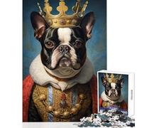 Jigsaw Puzzles for Adults 1000 Pieces Boston Terrier The King Educational Toy Gift For Birthdays Relax Games Every Piece Is Unique - Size 38x26cm