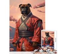 Jigsaw Puzzles for Adults 1000 Pieces Boxer Dog The Samurai Educational Toy Birthday Gift Practical Game Challenging To Complete Size 38x52cm
