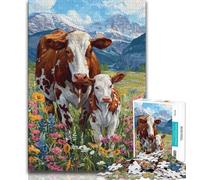 Jigsaw Puzzles for Adults 1000 Pieces Brown Cow Adult Jigsaw,Challenging Difficult Deal As Gifts for The Whole Family (size 38x26cm)
