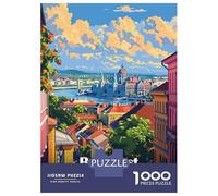 Jigsaw Puzzles for Adults 1000 Pieces Budapest, Hungary Cityscape Illustration Puzzles for Adults Relaxing Games Presents for Women Challenging Game Gifts 70x50cm/1000pcs