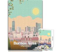 Jigsaw Puzzles for Adults 1000 Pieces Buenos Aires Argentina Cityscape Illustration Brainteaser Family Games Learning Educational Educational Toy Size 38x26cm