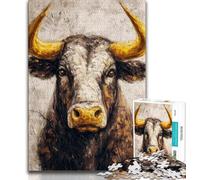 Jigsaw Puzzles for Adults 1000 Pieces Bull Portrait Adult Jigsaw,is Ideal As Gifts for The Whole Family Suitable for And 14 (size 38x26cm)