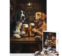 Jigsaw Puzzles for Adults 1000 Pieces Canine Cheers Two Dogs Enjoying Beers Relaxing Games Difficult Challenge Educational Toy Unique Birthday And Gifts (50X75cm)
