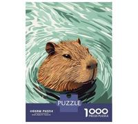 Jigsaw Puzzles for Adults 1000 Pieces Capybara in Water Illustration Jigsaw for Adults DIY Toys Analysis And Logic Fun at Home Activities, 38x26cm/1000pcs