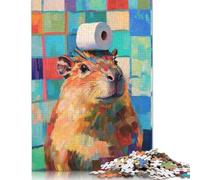 Jigsaw Puzzles for Adults 1000 Pieces Capybara with Toilet Wooden Puzzles for Adults Creative Wooden Jigsaw Puzzles Challenging Game 1000pcs (75x50cm)