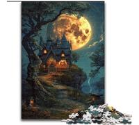 Jigsaw Puzzles for Adults 1000 Pieces Castle Under The Moon, Family Game Stress Reliever Difficult Challenge A Work of Art for Ages 14+ (Size 26x38cm)