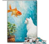 Jigsaw Puzzles for Adults 1000 Pieces Cat And Goldfish, for Educational Game Challenge Toy Enhance Memory for Age 14 (Size 26x38cm)