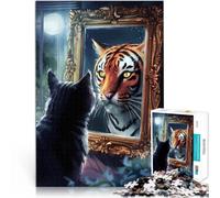 Jigsaw Puzzles for Adults 1000 Pieces Cat and Tiger Reflection Analyse und Logik Verbessern Sie das Gedächtnis52x38cm
