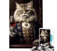 Jigsaw Puzzles for Adults 1000 Pieces Cat Aristrocat Champagne for Educational Game Learning Educational Toys Secret Santa Gifts Home Decoration (Size 38x26cm)